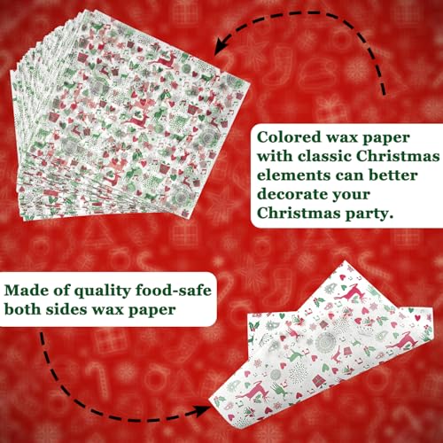 Reindeer Christmas Wax Paper Sheets 100 Pack Grease Proof Food Wraps