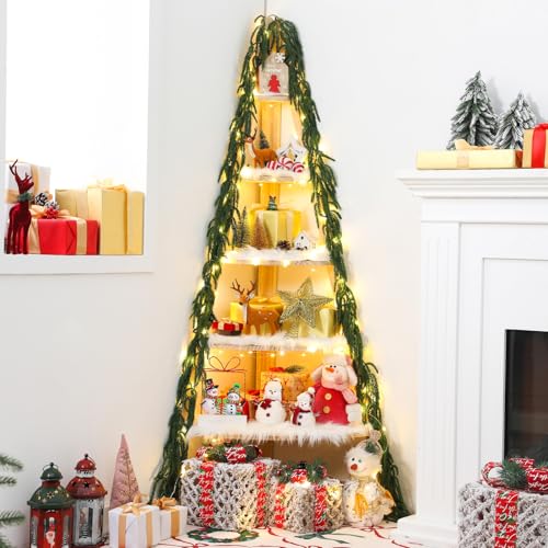 Vercraft 63-Inch Christmas Tree Bookshelf 6-Tier Corner Display Stand