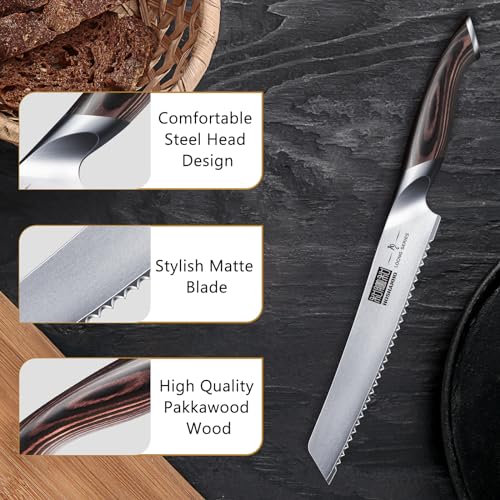 HOSHANHO 8-Inch Ultra Sharp Japanese Serrated Bread Knife - Professional Kitchen Tool