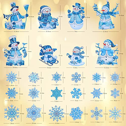 Christmas Window Clings Snowman & Snowflake Decals 4 Sheets Indoor Decor