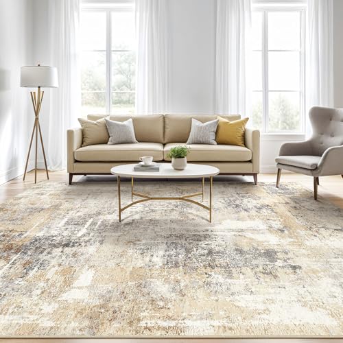 LOONGRUG Area Rug 5x7 Washable Neutral Modern Abstract Living Room