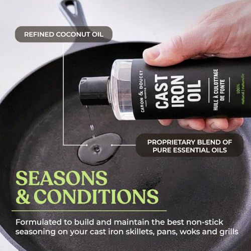 Cast Iron Restoring & Seasoning Kit - Includes Oil, Soap & Scrub - 2x 8oz & 1lb Variations