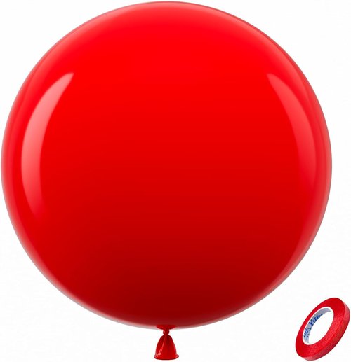 Bezente 36-Inch Red Giant Balloons - Jumbo Round Latex Balloons for Weddings & Parties | 8 Pack