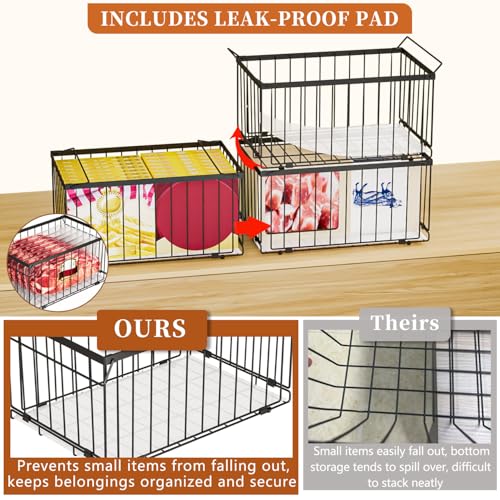 Black Freezer Organizer Bins for 5-9 Cu.Ft Chest Freezers - 6 Pack