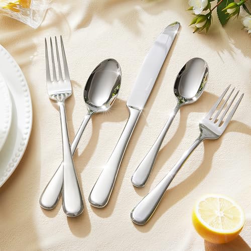 65-Piece Silverware Set for 12 - Stainless Steel Flatware with Serving Utensils