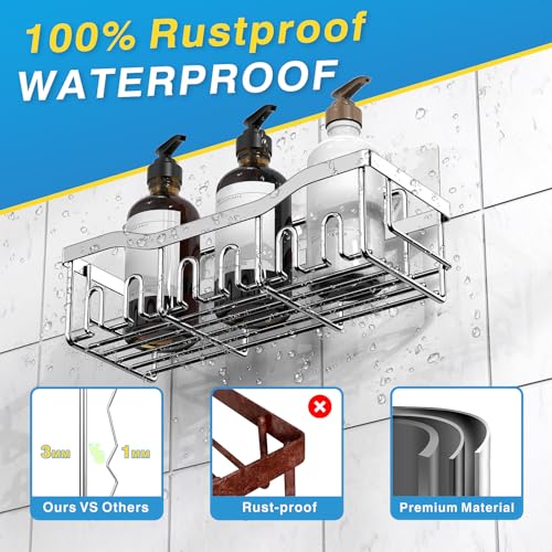 EUDELE Silver 5-Pack Shower Caddy Organizer Rustproof Stainless Steel Bathroom Storage