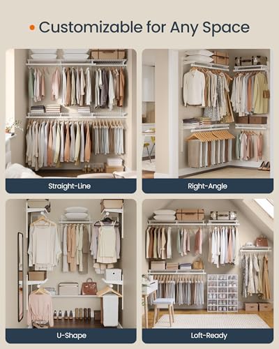 SONGMICS HOME 3-Tier Closet System Insert Organizer for 4-8 ft Wardrobes