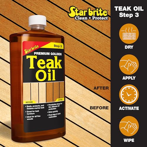 STAR BRITE 16 OZ Teak Care & Restoration Kit - Weathered Wood Oil & Cleaner