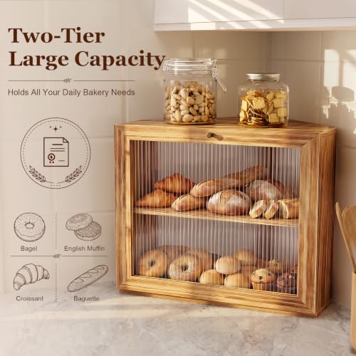 Corner Bread Box for Kitchen Countertop, Large Capacity Storage