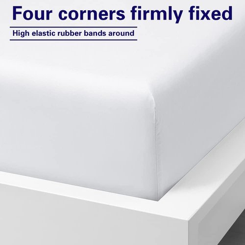 FLXXIE Twin XL Fitted Sheet - Soft Microfiber Deep Pocket Up to 15" | Wrinkle & Fade Resistant - White