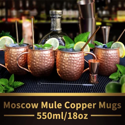LINALL Moscow Mule Copper Mugs- Set of 12 Plated Stainless Steel Mug