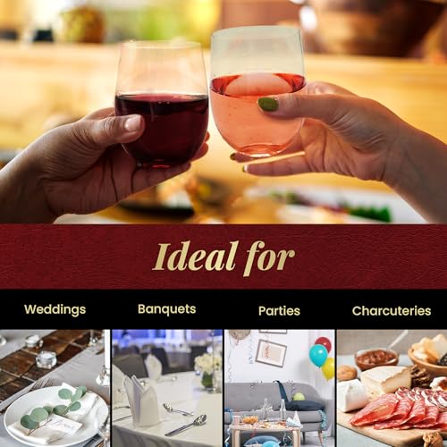 Reli. Disposable 12oz Clear Wine Glasses - 48 Pack, Shatterproof & BPA-Free