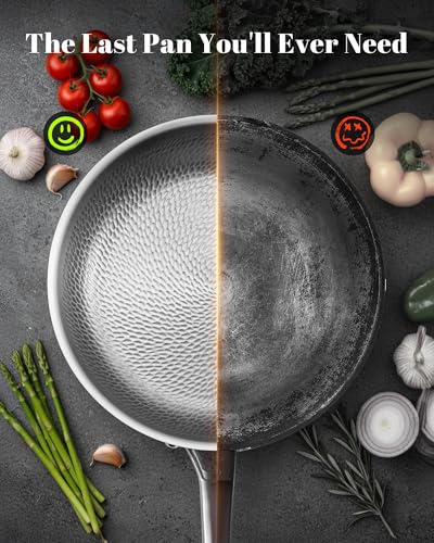 VEDNHOL 12 Inch Titanium Non-Toxic Frying Pan with Lid - Versatile Cookware