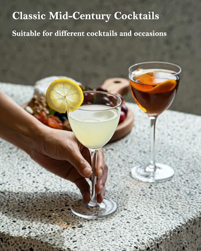 GIHOP Set of 6 Lead-Free Crystal Coupe Martini Glasses - Elegant Cocktail Drinkware