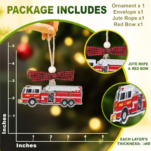 Fire Truck Ornament (Firefighter) – Couple Fox, 3.15in Acrylic Christmas Gift