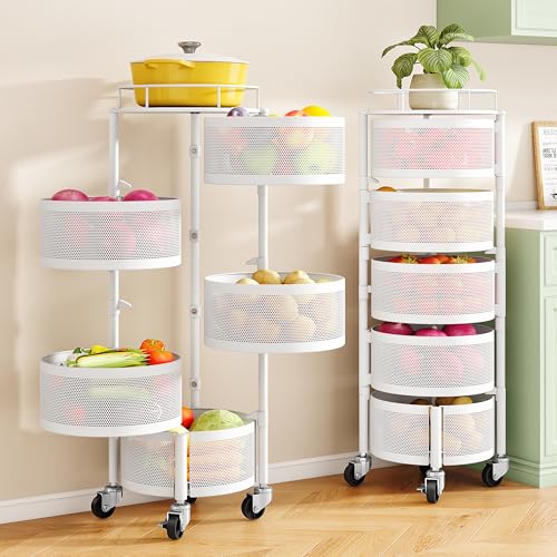 SNTD 5-Tier Rotating Fruit and Vegetable Basket Stand - White