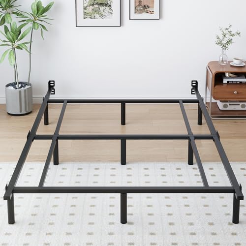 Mashomdec Queen Metal Bed Frame - 7-Inch Low Profile Adjustable Platform Bed, Heavy Duty, Noise-Free, Easy Assembly, Black