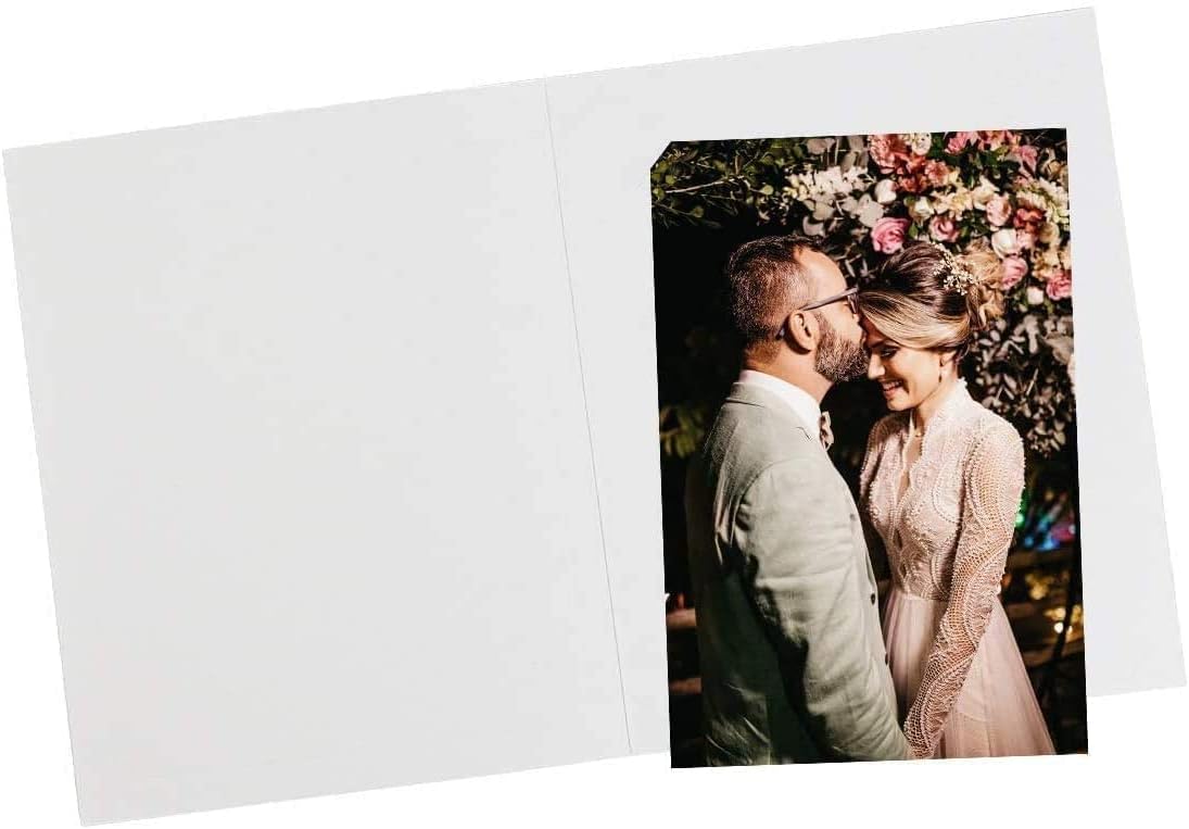 Golden State Art, Pack of 100, 6x8 or 8x10 Photo Folders, Cardboard Picture Frame, Paper Frame Cards, Greetings/Invitation Special Events: Graduation, Christmas, Wedding(Ivory)