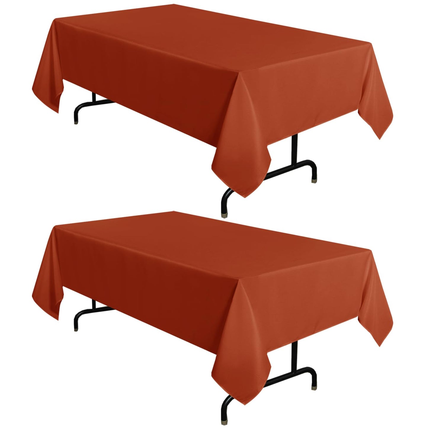 sancua Thanksgiving Tablecloths for 8 Foot Rectangle Tables, 8 Pack Burnt Orange - Washable Polyester Fabric Fall Table Cloth for Holiday Party, Birthday, Banquet Reception, 60x120 Inch Rust