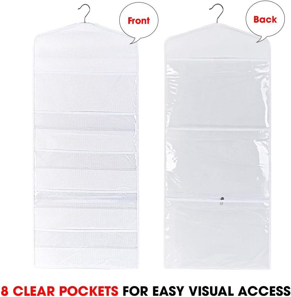 Primode Gift Bag Organizer - Double-Sided Hanging Storage with Multiple Pockets | 38 x 16 Inch (White)