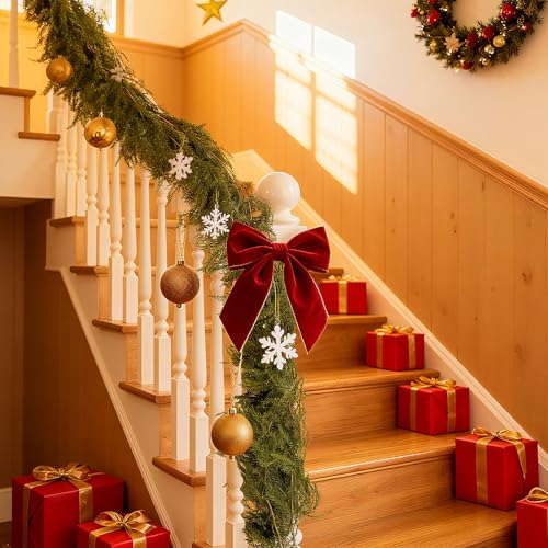 AKAUKIN 6Ft Real Touch Norfolk Pine Garland - 2 Pack Christmas Decor