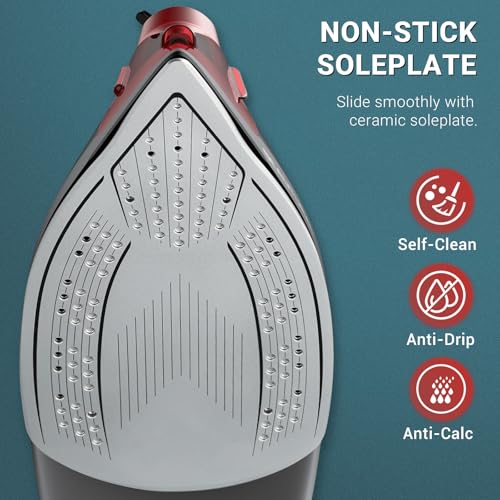 BEAUTURAL Black Steam Iron 1500W with Ceramic Soleplate & Auto Shutoff