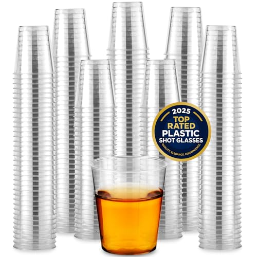 1000 Pack 1.5 oz Clear Plastic Shot Glasses for Parties & Events