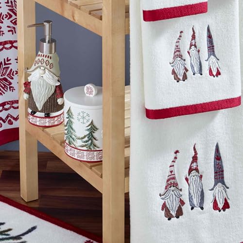 Avanti Christmas Lotion Pump & 2 Ivory Fingertip Towels — Holiday Bath Set