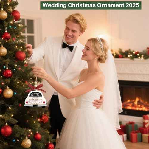 Wedding Christmas Ornament 2025, First Christmas Married Ornament, Future Mr and Mrs Keepsake, Bridal Shower Surprise for Bride, Engagement Decor for Couples, Just Married Wedding Gifts for Newlyweds