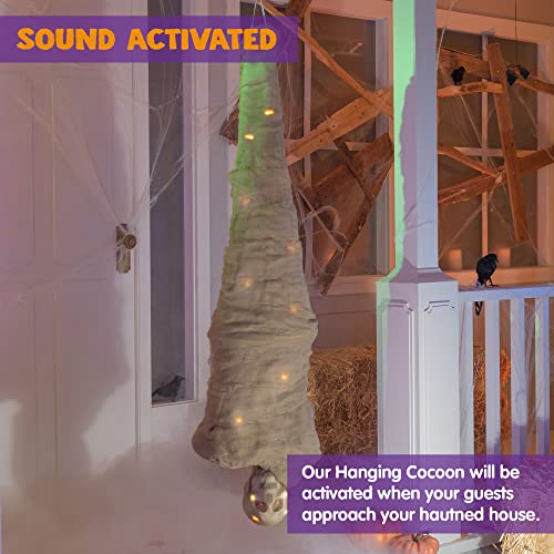 Halloween Hanging Corpse Decoration - 65-Inch Spooky Animated Dead Body Prop with Lights & Sound