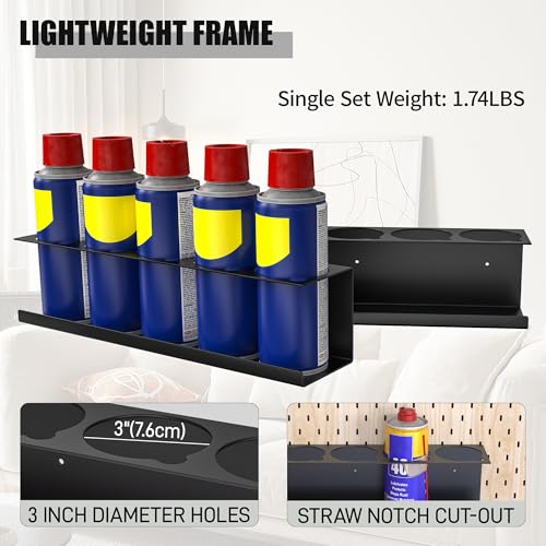 Black 8-Pack Wall-Mounted Spray Bottle & Aerosol Can Organizer Rack