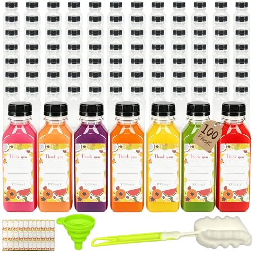 100pcs 16oz Plastic Juice Bottles with Caps - Reusable Food-Grade Containers, Labels & Accessories - Variation of THIS listing