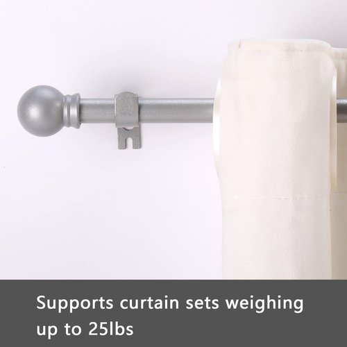 GXOACKJ Heavy Duty Metal Curtain Rod Set - Decorative Silver, 32-48 Inch with Brackets