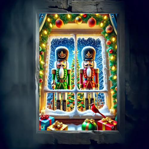BlissYard Colorful Christmas Nutcracker Window Banner 31x47 Inch Holiday Decor
