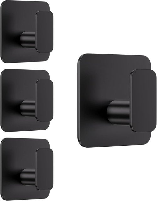 Aikzik Heavy-Duty Adhesive Hooks - Waterproof & Rustproof Wall Hooks for Bathroom, Kitchen, Towel | 4 Pack