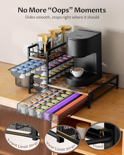 VA1KENE Coffee Station Organizer with 90 K-Cup Capacity - Multi-Tier Coffee Bar Storage