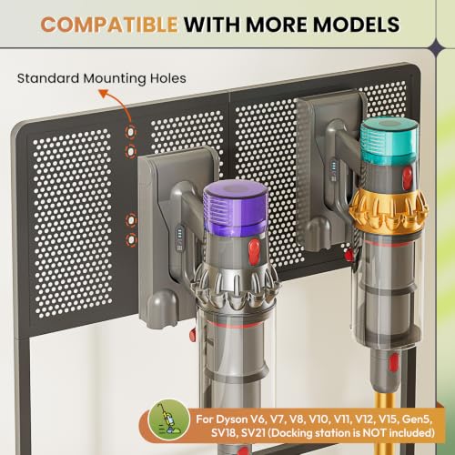 Vacuum & Broom Organizer Stand for Dyson V15 V12 V11 V8 - Storage Cart with Hooks