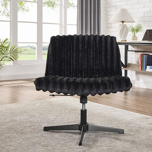 Black Adjustable Swivel Criss Cross Office & Vanity Chair - Wide Seat