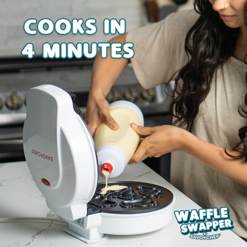 Kids Waffle Maker with 15 Mini Shape Plates - Dinosaur, Car & Animal Designs
