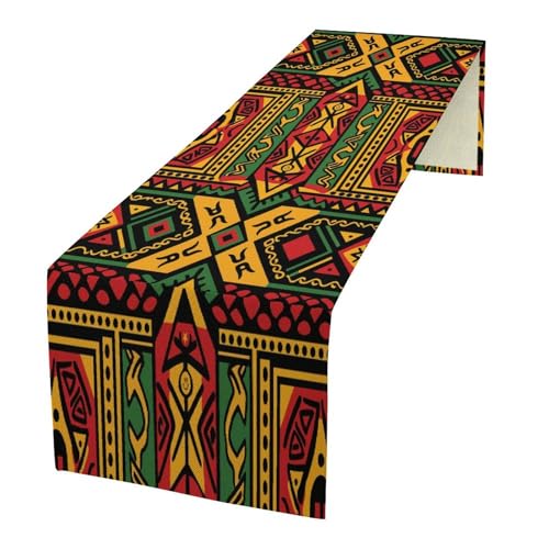 SENRUEGT African 36x13in Table Runner - Retro Mandala Ethnic Kitchen Decor, L36"xW13"
