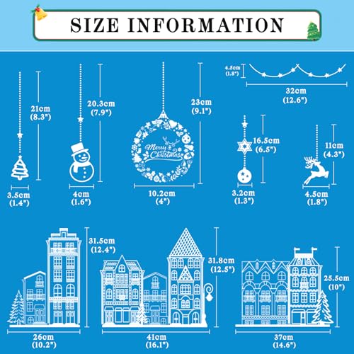 Yusongirl Christmas Window Clings Stickers - Large House Snowflake Classic Style Reusable White Christmas Decals for Holiday Decorations, Street Scene, Home, Cafe, Mall Glass Door, Party Decor