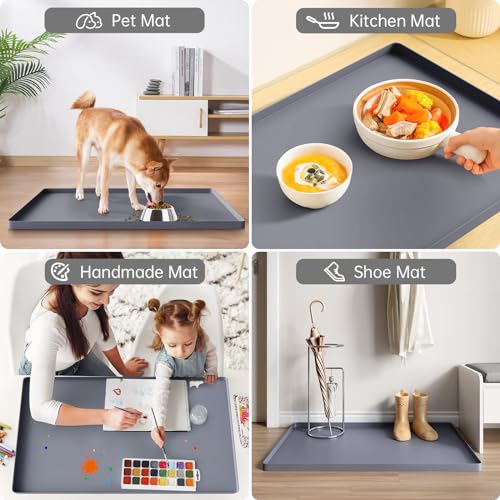FLATO Waterproof Under Sink Mat Beige 34 x 22 inches - Kitchen & Bathroom Protector