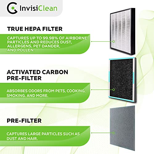 InvisiClean HEPA and Activated Carbon Filter for Aura IC-5018 & Sensa IC-5120 - 11.3x11.8x1 Inches Replacement