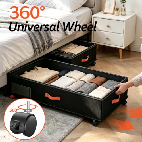 66L 2-Pack,Under Bed Storage with Wheels, 30" L x 16" W 7.5" H