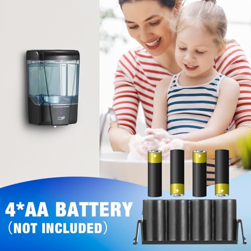 Black 4-Pack Touchless Automatic Soap Dispensers 600ml Wall Mount