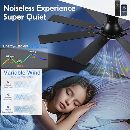 54 Inch Low Profile Ceiling Fan with Light and Remote Control - Brown Variation