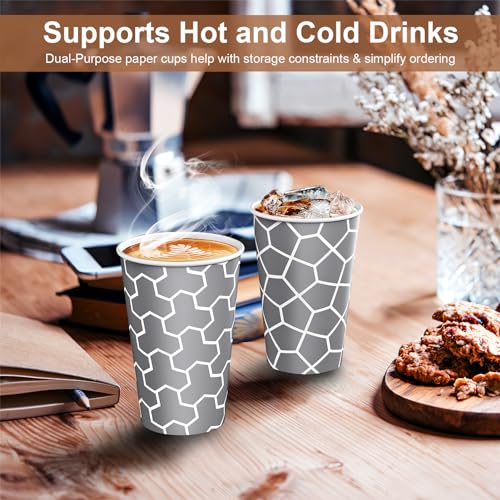 Huifany 12oz Disposable Paper Cups Bulk Pack of 240, Insulated Hot & Cold Drink Cups