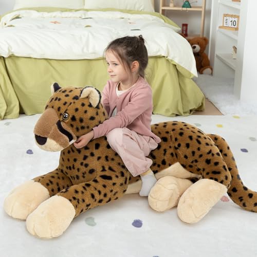 MaoGoLan Large Yellow Cheetah Plush Toy - 53 Inch Giant Stuffed Animal for Kids & Gifts