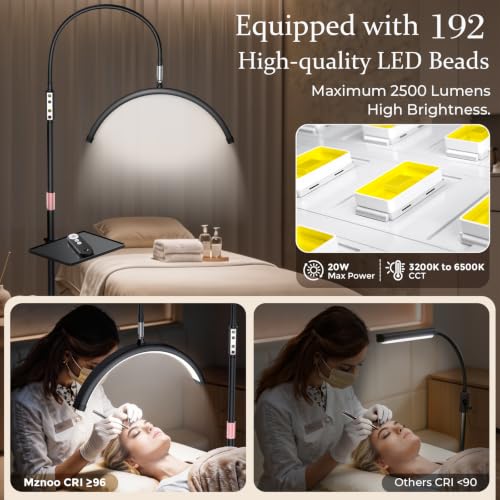 Lash Light with Tool Tray - 2500LM Moon Light for Lash Tech Black