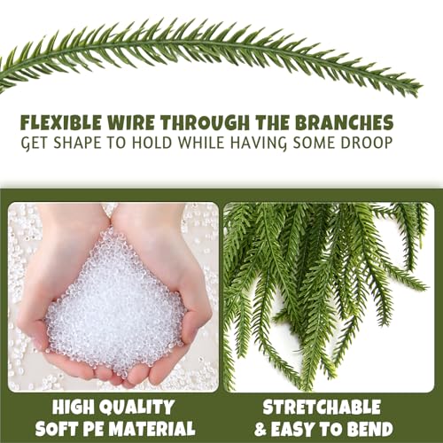 GULYMNA 4 Pcs 6ft Norfolk Pine Garland Real Touch Christmas Greenery